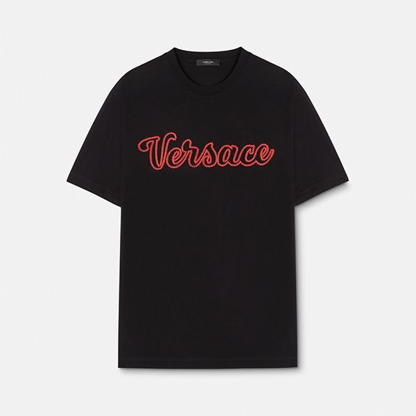 ヴェルサーチ 偽物 バーシティー ロゴ 刺繍 Tシャツ 全2色 1008465-1A06055_1B000