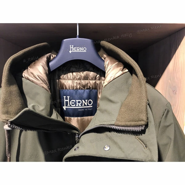 ヘルノ ダウン 偽物 日本未入荷【HERNO】ウール＆ナイロンパネルロングコート