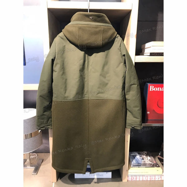 ヘルノ ダウン 偽物 日本未入荷【HERNO】ウール＆ナイロンパネルロングコート
