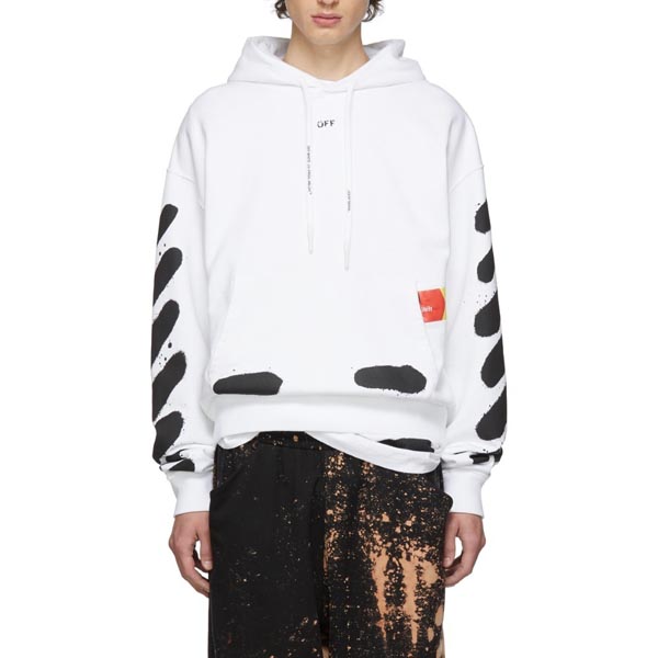 ホワイト オフ ホワイト レプリカ パーカー OFF WHITE★19AW★Incomplete Spray paintフーディ