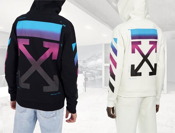 新作 ホワイト オフ ホワイト レプリカ パーカー off white tokyo Gradient print full-zip hoodie