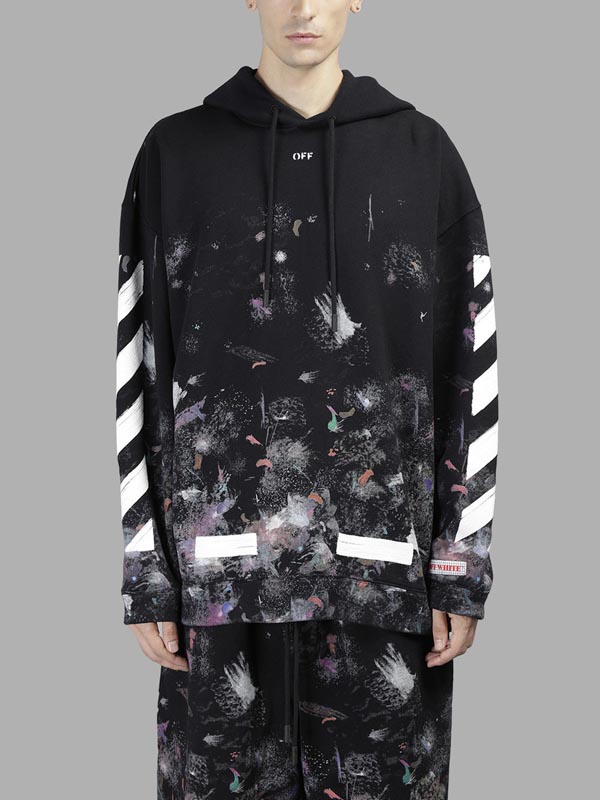 オフ ホワイト パーカー 偽物 OFF WHITE 17FW DIAG GALAXY BRUSHED OVER 東京HOODIE PARKA 芸能人