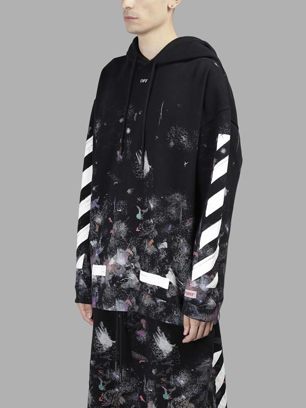 オフ ホワイト パーカー 偽物 OFF WHITE 17FW DIAG GALAXY BRUSHED OVER 東京HOODIE PARKA 芸能人