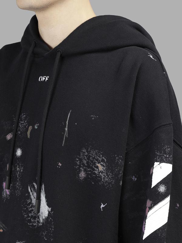 オフ ホワイト パーカー 偽物 OFF WHITE 17FW DIAG GALAXY BRUSHED OVER 東京HOODIE PARKA 芸能人