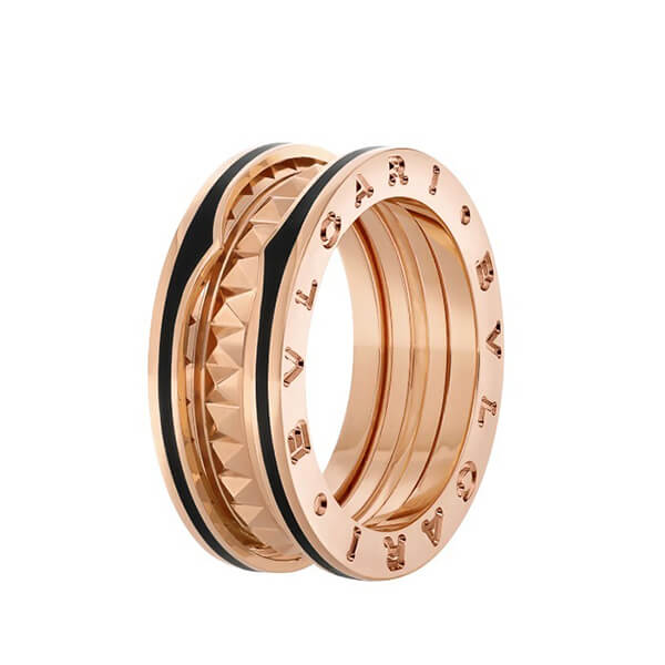 大人気 ブルガリ リング コピー B.ZERO1 ビーゼロワン ピアス 偽物 ロック 2バンド 18K 357982