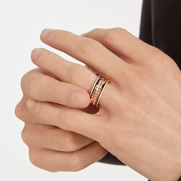 大人気 ブルガリ リング コピー B.ZERO1 ビーゼロワン ピアス 偽物 ロック 2バンド 18K 357982