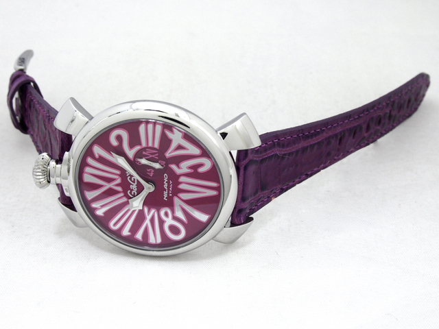 ガガミラノ  スリム　46mm　クォーツ 5084.5 SS/ダークパープル革