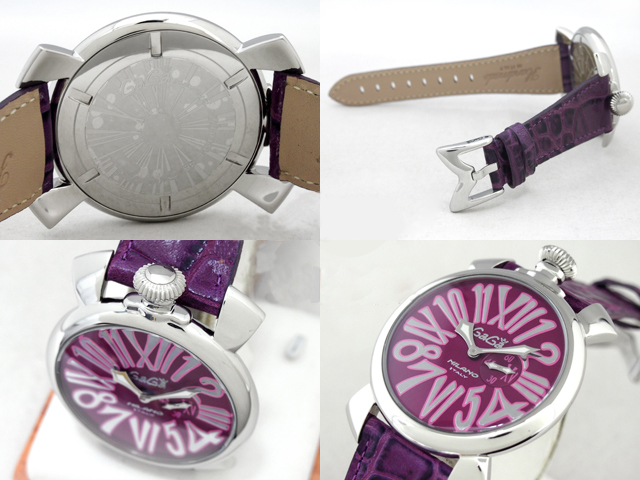 ガガミラノ  スリム　46mm　クォーツ 5084.5 SS/ダークパープル革