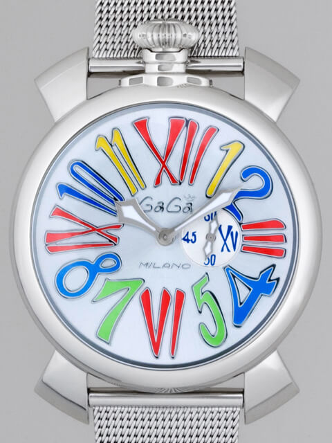 ガガ･ミラノスーパーコピー GAGAMILANO スリム　46mm　クォーツ z5080.1 SSブレス シルバー/マルチカラーナンバー