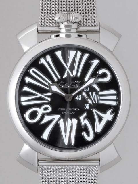 ガガ･ミラノスーパーコピー GAGAMILANO スリム　46mm　クォーツ z5080.2 SSブレス ブラック/ホワイトナンバー