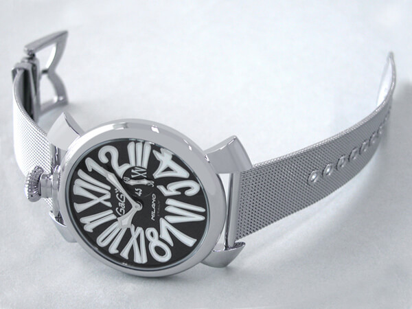 ガガ･ミラノスーパーコピー GAGAMILANO スリム　46mm　クォーツ z5080.2 SSブレス ブラック/ホワイトナンバー
