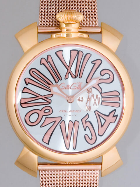 ガガ･ミラノスーパーコピー GAGAMILANO スリム　46mm　クォーツ z5081.2 RGメッキブレス シルバー/ローズゴールドナンバー