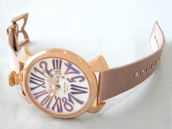 ガガ･ミラノスーパーコピー GAGAMILANO スリム　46mm　クォーツ z5081.3 RGメッキブレス シルバー/ライラックナンバー