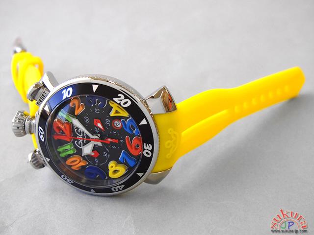 ガガミラノコピー クロノ　48mm　クォーツ 6050.2 イエローラバー