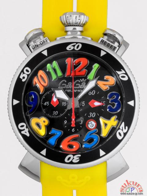 ガガミラノコピー クロノ　48mm　クォーツ 6050.2 イエローラバー