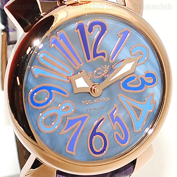 GaGa MILANO （ガガミラノ） 時計 腕時計 MANUALE マニュアーレ マヌアーレ 40mm パープル レザー/ブルーシェル/ピンクゴールド 5021.09