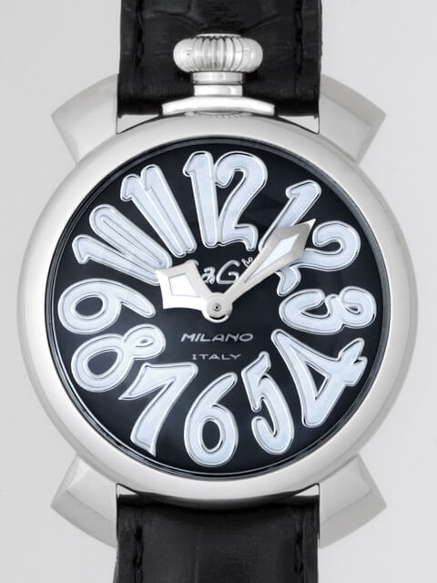 ガガ･ミラノスーパーコピー GAGAMILANO マニュアル　40mm　クォーツ z5020.4 ブラック皮 ブラックシェル/ホワイトアラビア