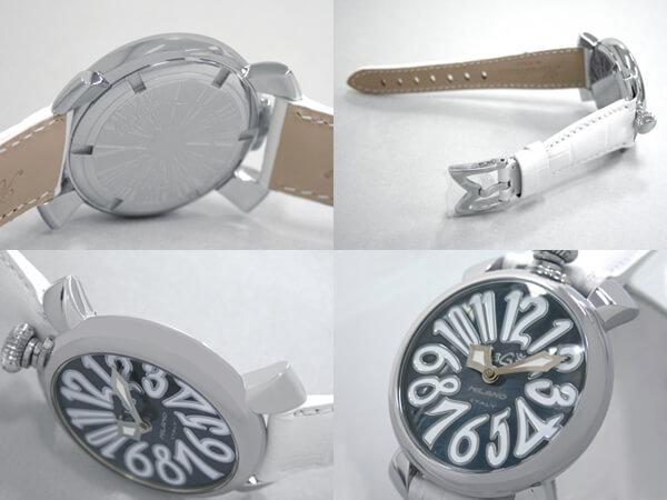 ガガ･ミラノスーパーコピー GAGAMILANO マニュアル　40mm　クォーツ z5020.4 ホワイト皮 ブラックシェル/ホワイトアラビア