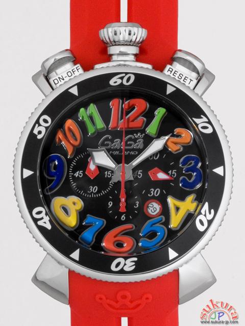 ガガミラノコピー クロノ　48mm　クォーツ 6050.2 レッドラバー