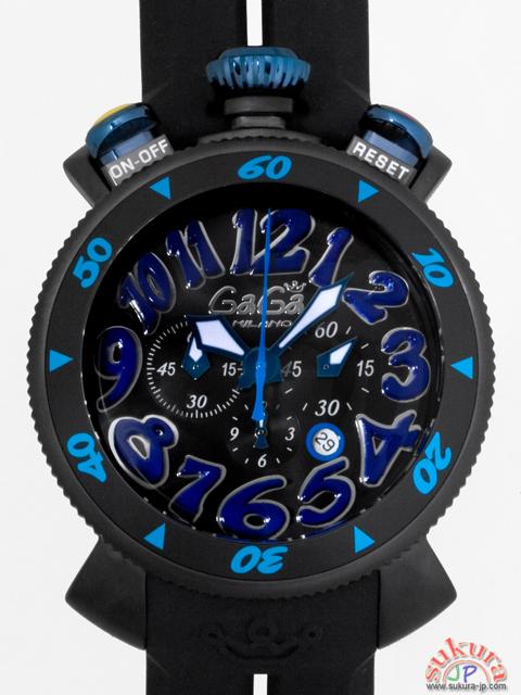 ガガミラノコピー クロノ　48mm　クォーツ 6054.1 ブラックラバー