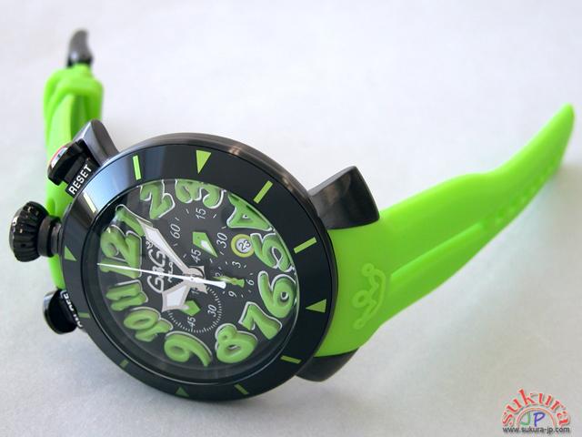 ガガミラノコピー クロノ　48mm　クォーツ 6054.2 グリーンラバー