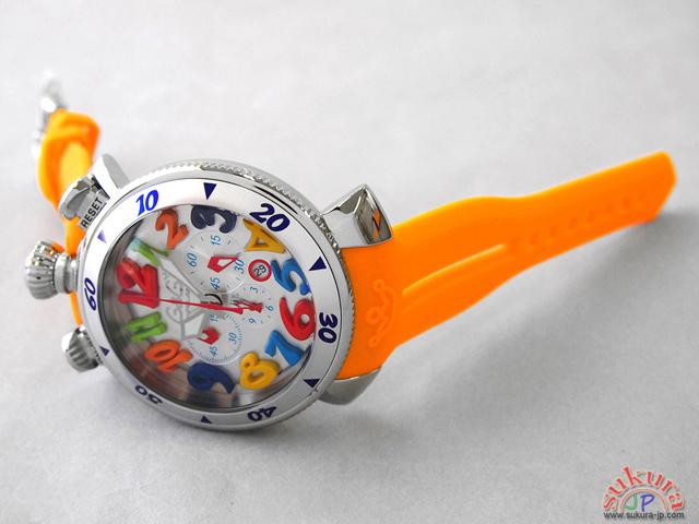 ガガミラノ GAGAMILANO クロノ　48mm　クォーツ 6050.1 オレンジラバー