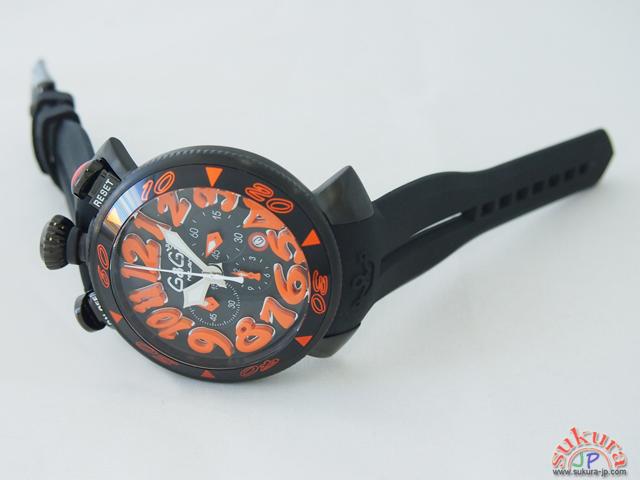 ガガミラノコピー クロノ　48mm　クォーツ 6054.3 ブラックラバー