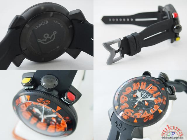 ガガミラノコピー クロノ　48mm　クォーツ 6054.3 ブラックラバー