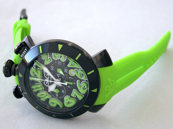 ガガ･ミラノスーパーコピー GAGAMILANO クロノ　48mm　クォーツ z6054.2 グリーンラバー ブラック/グリーンアラビア