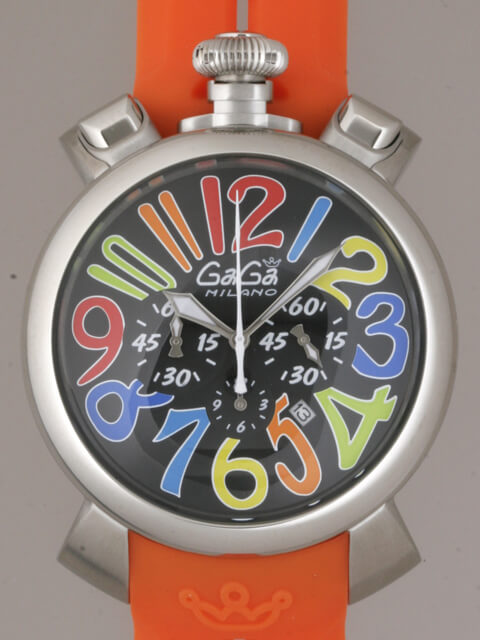 ガガ･ミラノスーパーコピー GAGAMILANO マニュアルクロノ　48mm　クォーツ z5050.1 レッドラバー ホワイト/マルチカラーアラビア