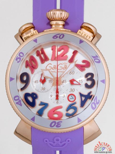 ガガミラノ GAGAMILANO クロノ　48mm　クォーツ 6056.9 パープルラバー