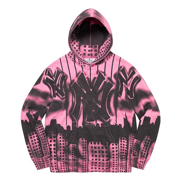 FW21 シュプリーム x ニューヨーク ヤンキース 偽物 パーカー エアブラシ フーデッド スウェットシャツ 3色
