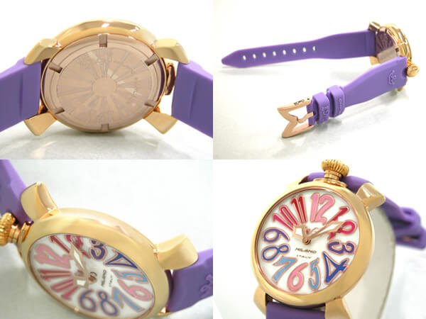 ガガ･ミラノスーパーコピー GAGAMILANO マニュアル　40mm　クォーツ z5021.1 パープルラバー ホワイトシェル/マルチカラーアラビア
