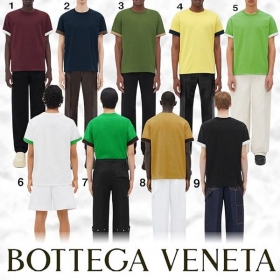 ボッテガ ヴェネタ 2トーンカラー コットン Tシャツ 偽物 9色 661788V16E09056