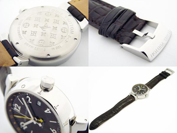 ルイヴィトン時計 タンブール GMT Q1131 ブラウン文字盤 メンズ