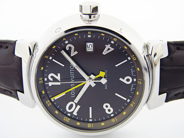ルイヴィトン時計 タンブール GMT Q1131 ブラウン文字盤 メンズ