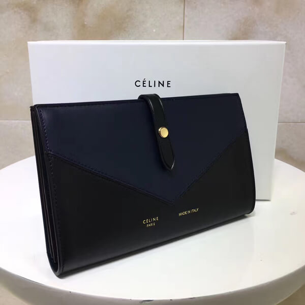 17SS 大変素敵 セリーヌコピー 長財布 ストラップ(Navy & Black)108633AS9.08NB