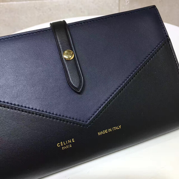 17SS 大変素敵 セリーヌコピー 長財布 ストラップ(Navy & Black)108633AS9.08NB