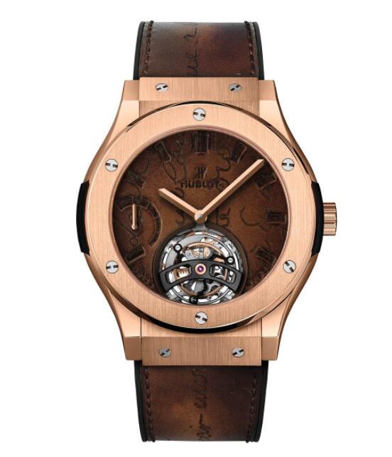 Hublot ウブロスーパーコピー クラシックフュージョン トゥールビヨン 5デイパワーリザーブ ベルルッティ スクリット キングゴールド 505.OX.0500.VR.BER17