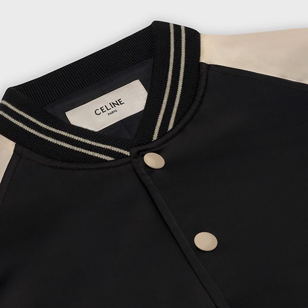 ☆21SS セリーヌ テディ ジャケット 偽物 スタッズロゴ BLACK