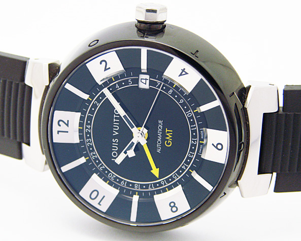 ルイヴィトン時計 タンブール インブラック ＧＭＴ Q113K メンズ