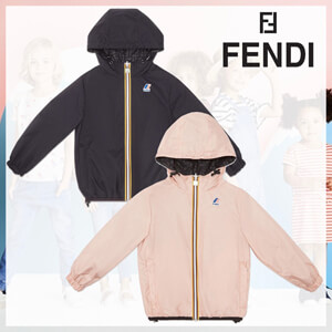 【フェンディ キッズ 14a 偽物】フェンディx K-Way jacket ユニセックス ブラック/ピンク