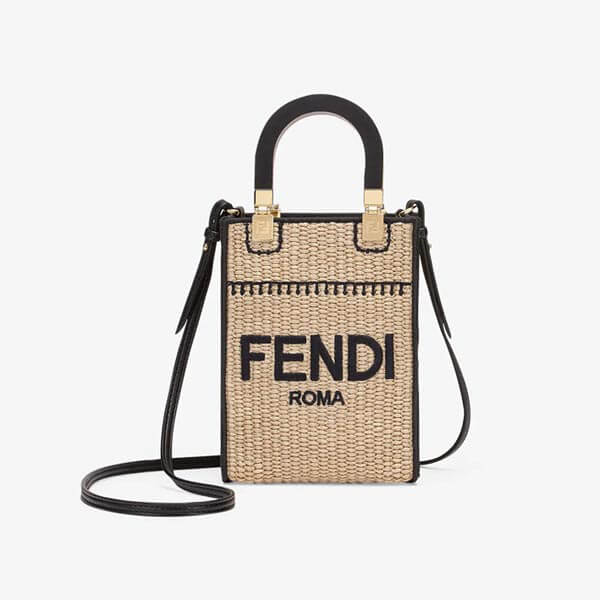 【フェンディ かごバッグ 偽物】ミニショッパーバッグ ラフィア 2色 21SS 8BS051AFQPF0VPJ