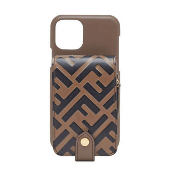 フェンディ IPHONE ケース 偽物 フェンディ☆カーフスキン Cover for iPhone 11 Pro FF Brown 7AR890ADL4