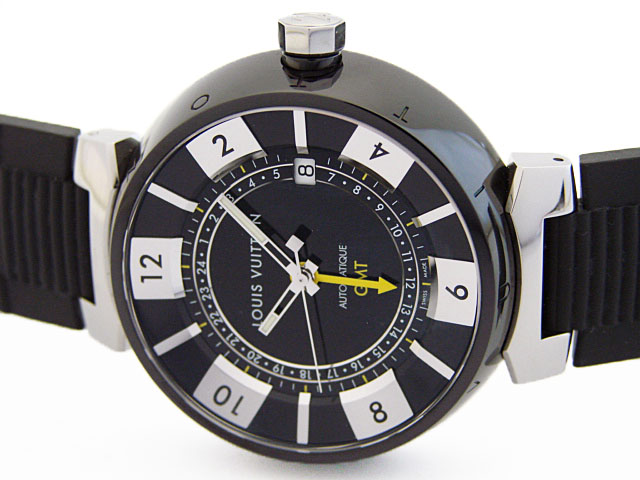 ルイヴィトン時計 タンブール インブラック ＧＭＴ Q113K メンズ