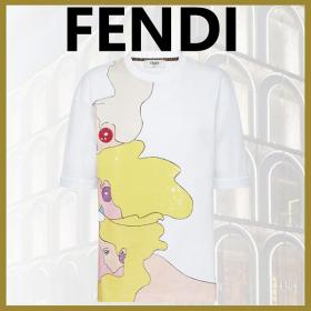 【22SS】フェンディ Tシャツ 偽物ホワイトジャージー ヘアドゥガールズ FS7011AK6BF0ZNM