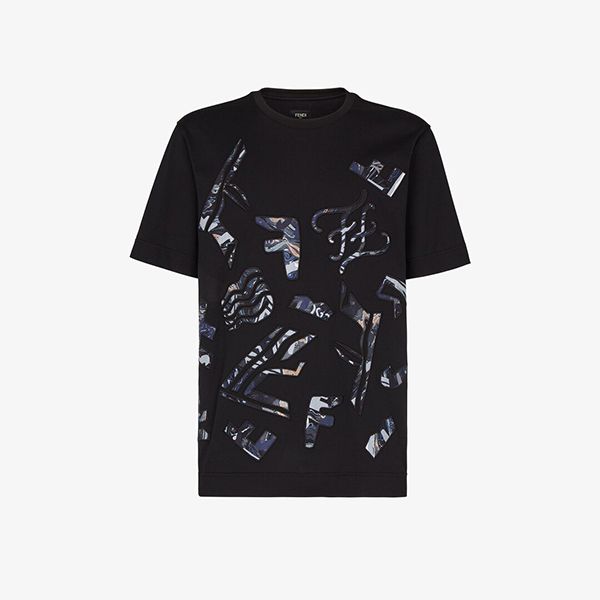 人気☆フェンディ ブラックコットン Tシャツ 偽物 2色展開【追跡付】