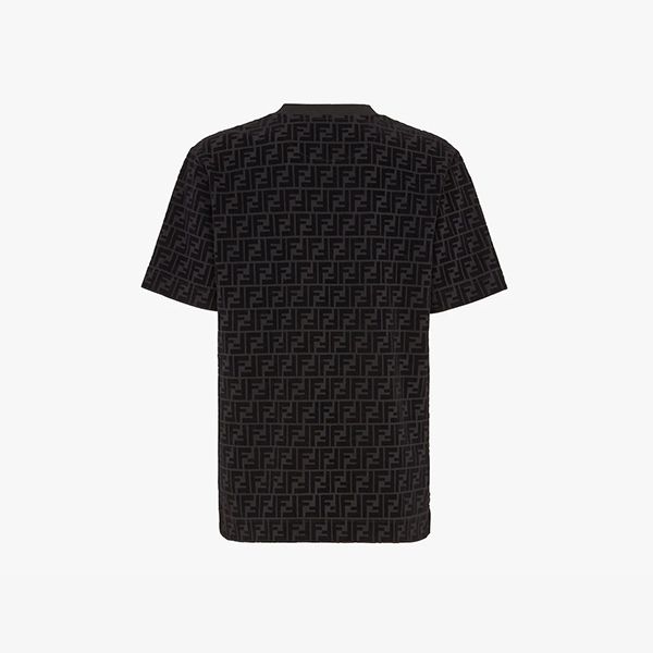 フェンディ FFフロックプリント 偽物 コットンピケ Tシャツ FY0936A7D5F0ABB