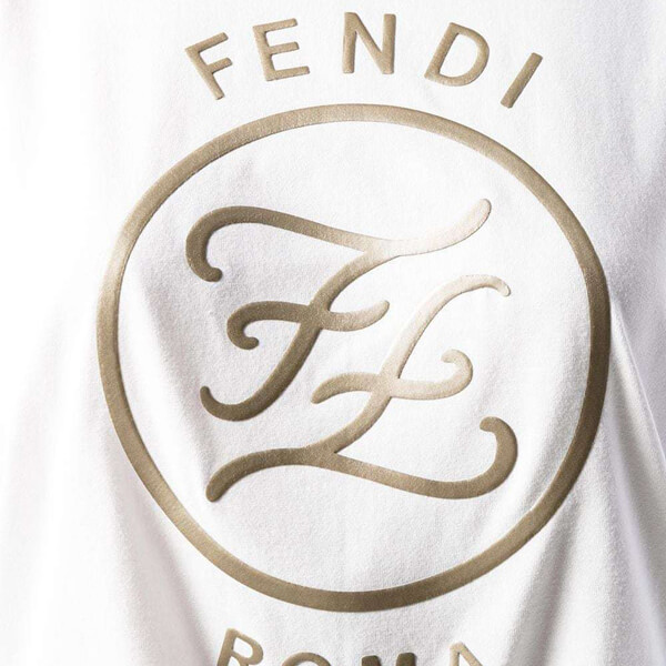 フェンディ Ｔシャツ 偽物 フェンディ-FF KARLIGRAPHY T-SHIRT /FF ロゴプリント FAF073 AA4G F0GMF