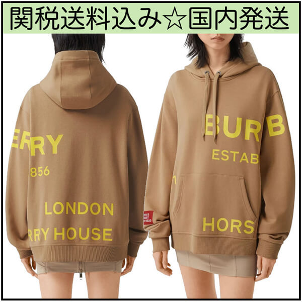 バーバリー パーカー 偽物 BURBERRY*ホースフェリー ロゴ オーバーサイズ フーディー